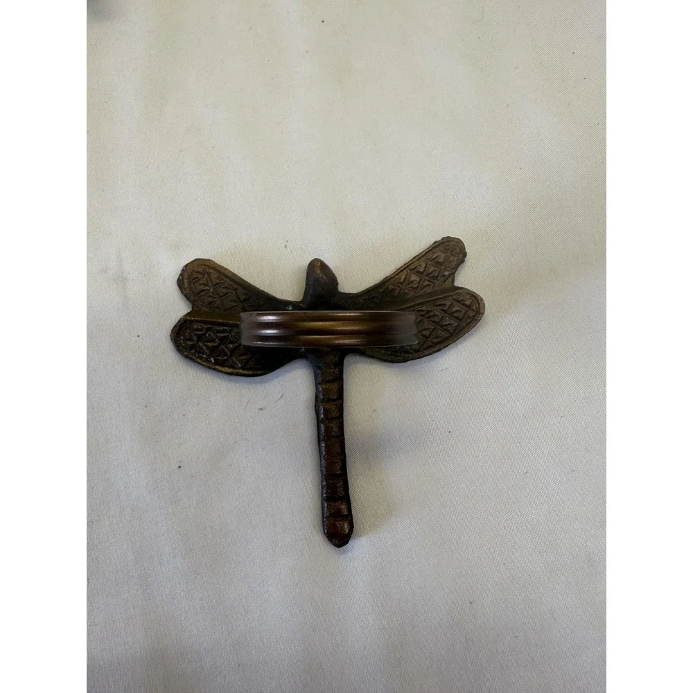 Metal Bronze Color Firefly Napkin Ring Holders Set Of 4 - Excellent Condition